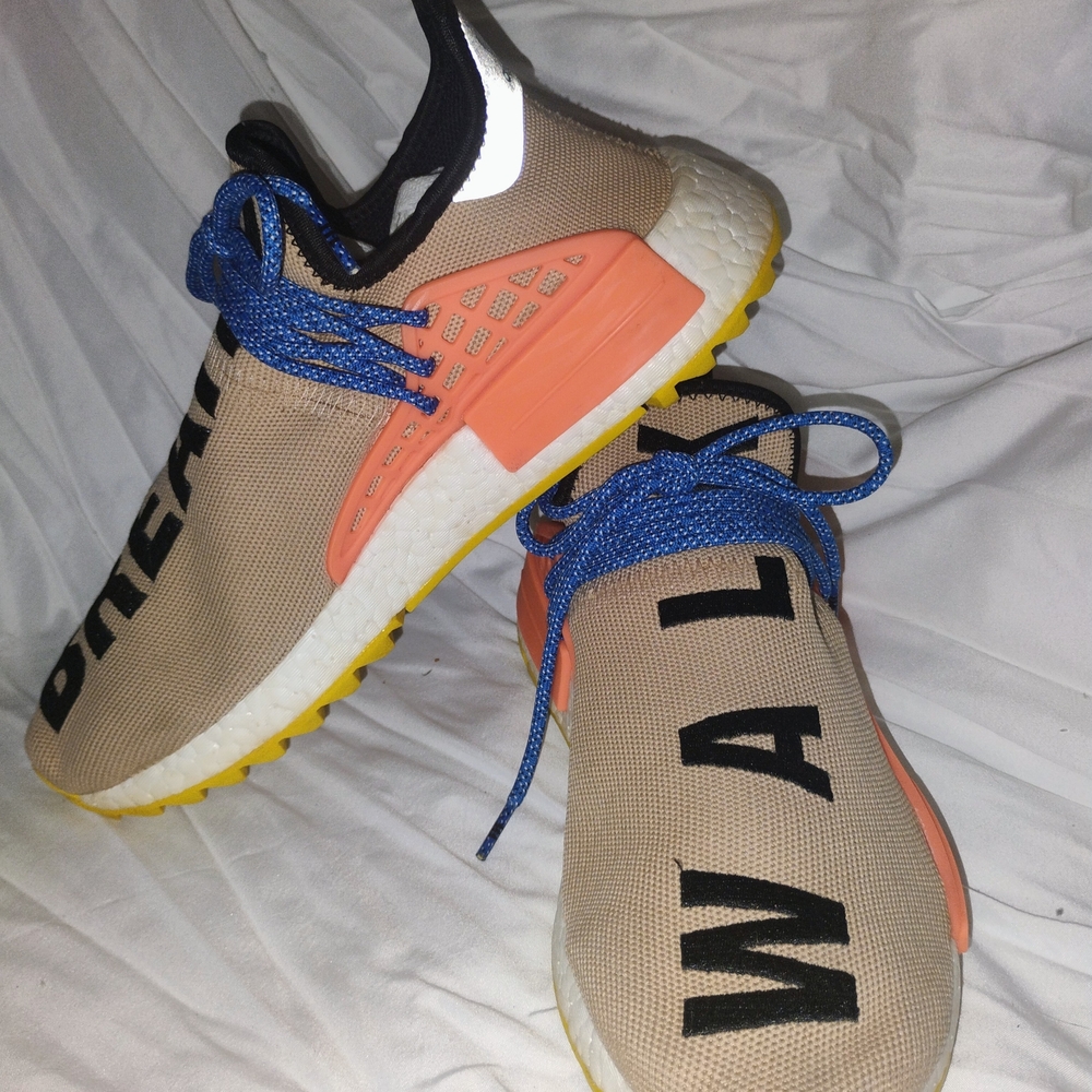 adidas Men Athletic Shoes Beige with Orange, Blue & Yellow Accents